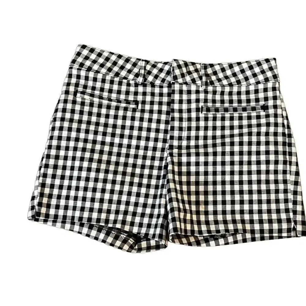Anthropologie black and white checkered shorts stretchy material size 29
